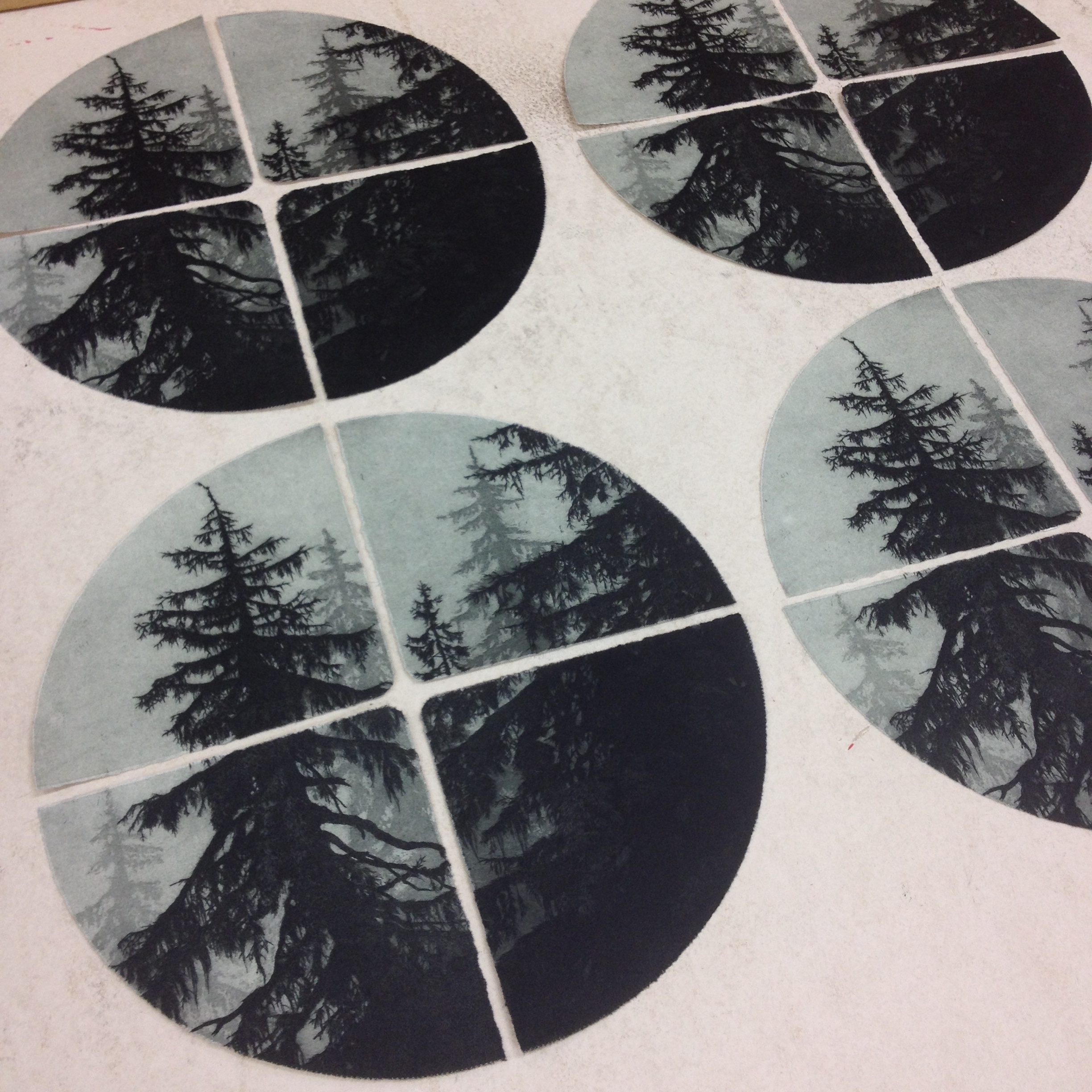 etching of trees
